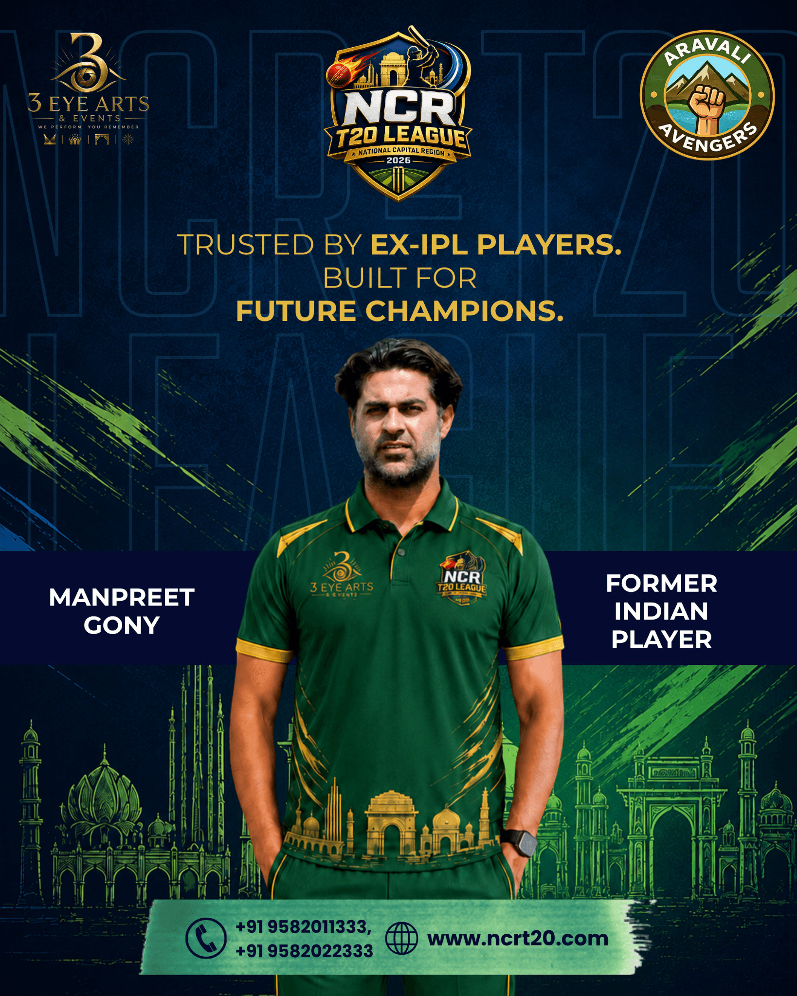 We’re excited to announce that Manpreet Gony will be participating in the NCR T20 League!